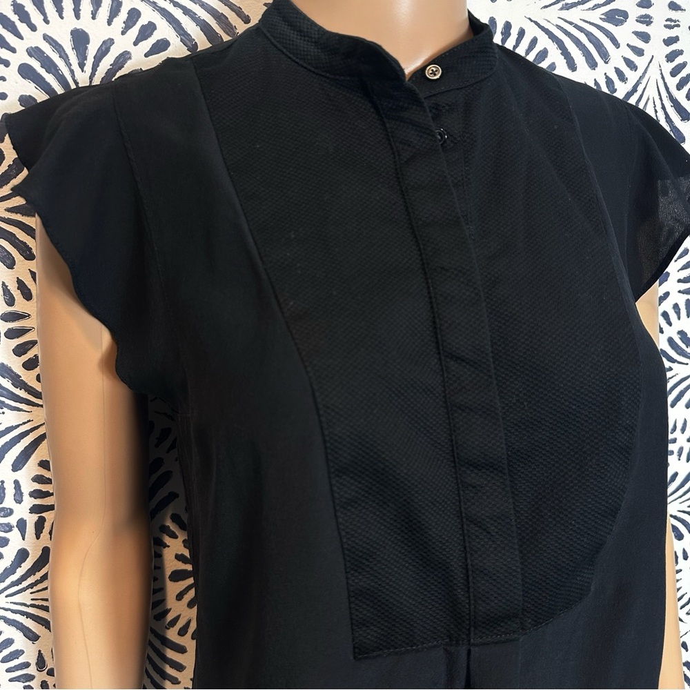 Madewell Silk Flutter Sleeve Half Button Blouse